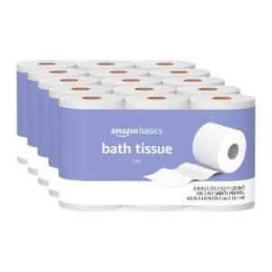 Amazon Basics 2-Ply Toilet Paper, 6 Rolls (Pack of 5), 30 Rolls total (Previously Solimo)